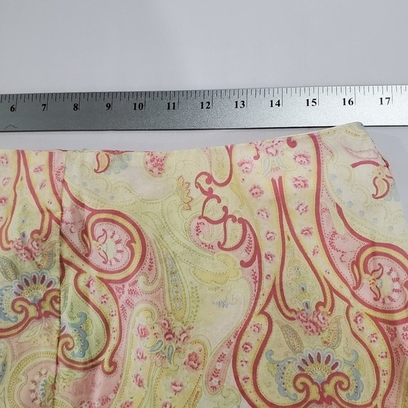 Emma James Skirt Womens Size 14 Y2K Yellow and Pink Paisley Stretch Midi A Line - Picture 7 of 8